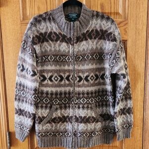 Lauren Ralph Lauren VINTAGE 90'S WOMEN Zip-Up Exclusive Handknit Sweater Brown